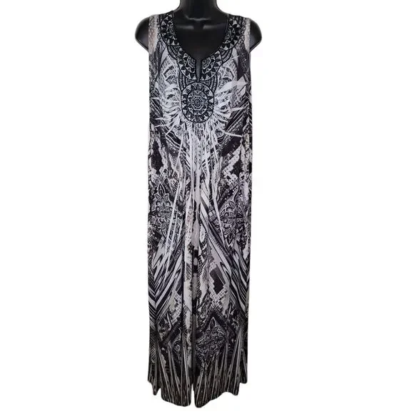apt 9 long dresses Apt.9 Women Multicolor Rayon Halter Neck Sleeveless Long Maxi Dress Size Medium